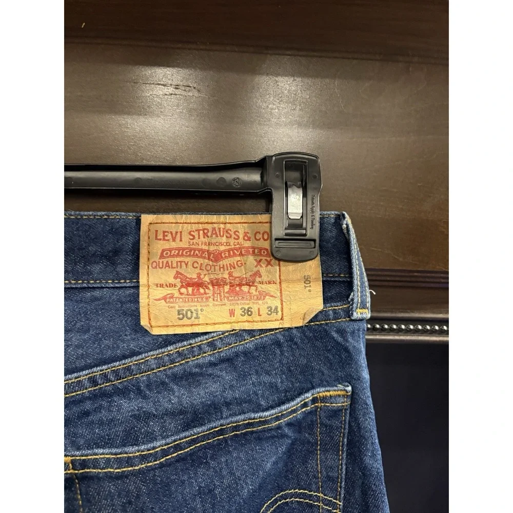Levi's 501 Original Fit Jeans Men's 36x34 Button Fly Dark Wash Made In Mexico'07
